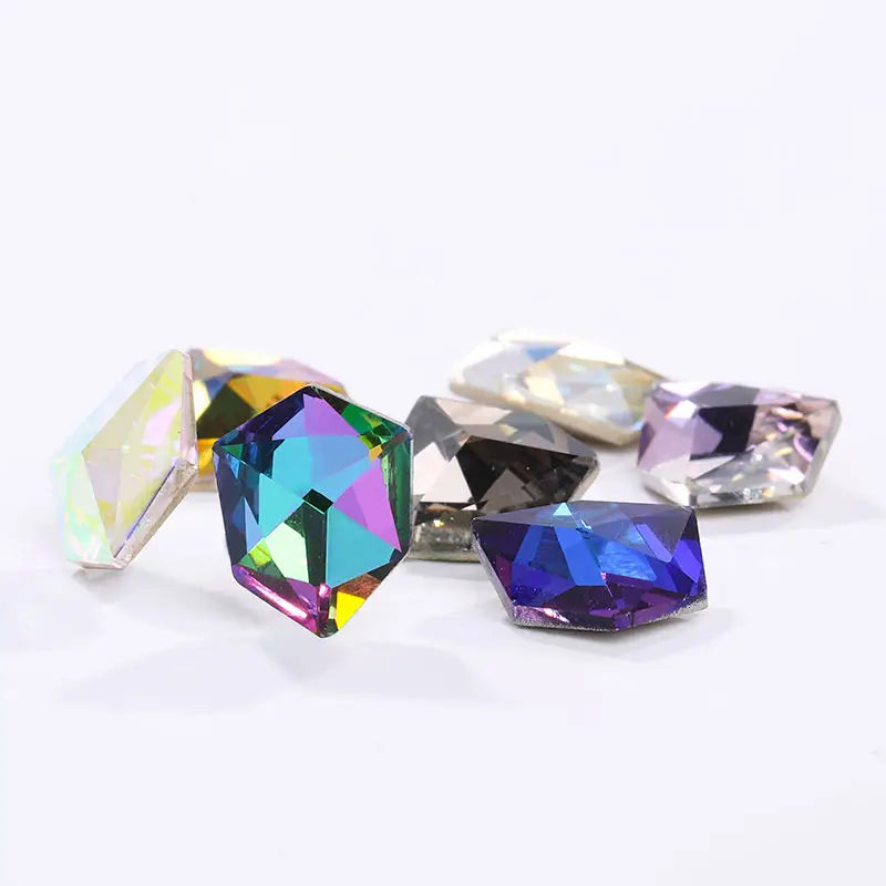 Acmore Crystal New Design K9 Glass Tilted Dice Shape Pointback Fancy Rhinestones for Jewelry Accessories and Crystal Craft