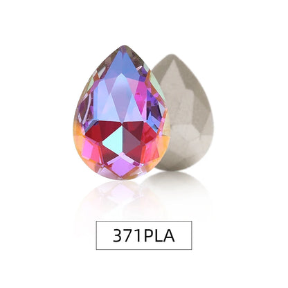 Acmore Crystal New Arrival  Shadow Series Tear Drop Shape Piont Back High Quality Rhinestones Glass Crystal Stone for Nail Art