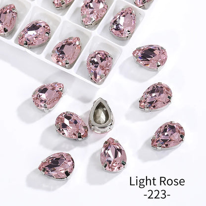 Acmore Crystal Crystals Rhinestone With Claw Strass Gems Sew on Rhinestone Drop Shape Crystal Fancy Stone With Claw for Garment