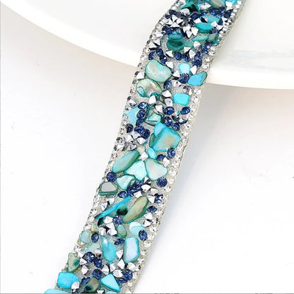 Acmore Crystal  Hot-Fix Gravel Tape 2cm Wide Rhinestone Chain Stone Cake Ribbon Trimming Wedding Decoration Sewing Accessories