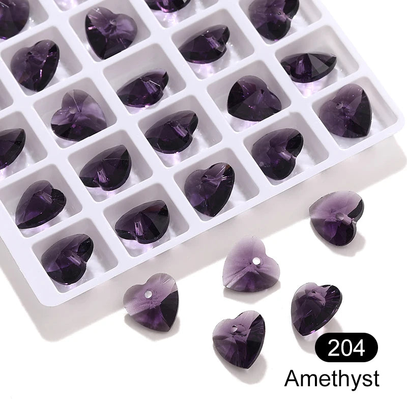 Acmore Crystal Heart Shape10MM K9 Loose Pointed Back Crystal Rhinestones for Jewelry Custom Pendant for Necklace Making