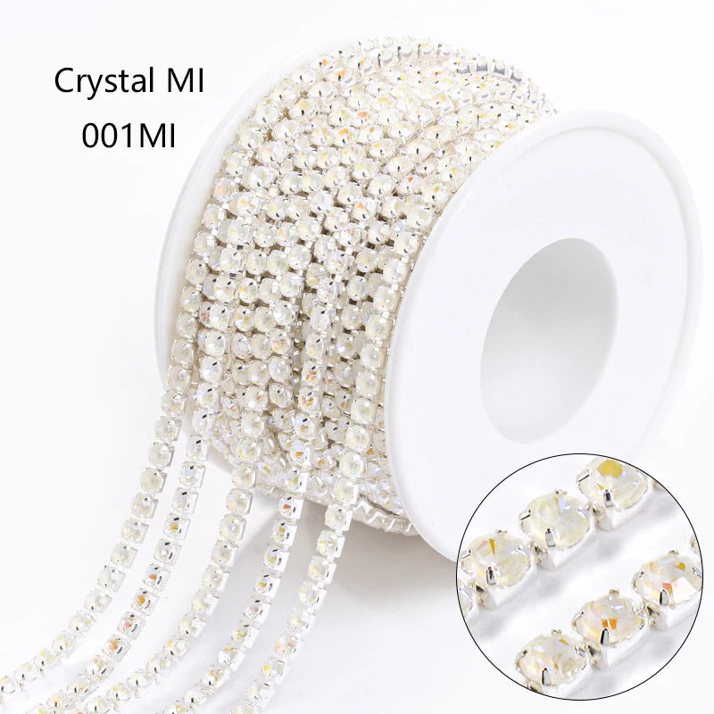 Acmore Crystal Hot Sale SS4-SS12 MI Series Color Shiny Round Stone Glass Silver Claw Rhinestones Chain Art Supplies DIY Accessories