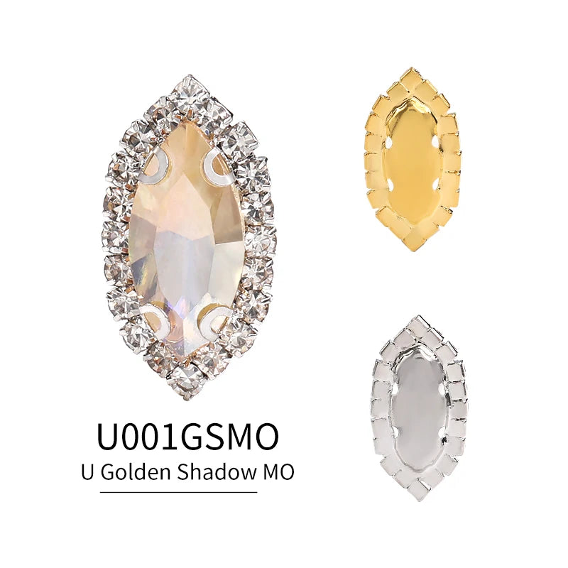 Acmore Crystal Wholesale Navette Transparent Bottom Series Crystal Buckle Claw Rhinestone for Sewing Accessories