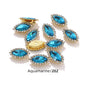 Acmore Crystal New Arrival Double-layers Navette Shape Flat Back Claw Rhinestones Golden Sunflower Sew-on Crystal Glass for Clothing