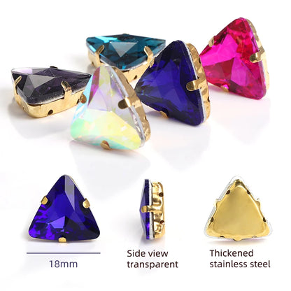 Acmore Crystal  New Fashion Apparel Wedding Shoes Diy Accessories Hand - Sew-on Diamond Triangle Glass Claw Rhinestones Jewelry