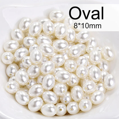 Acmore Crystal Oval Drop Shaped ABS Pearling Loose Pearls Beads DIY for Necklace Earring Bracelet Hair Clips Accessories Garment