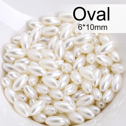 Acmore Crystal Oval Drop Shaped ABS Pearling Loose Pearls Beads DIY for Necklace Earring Bracelet Hair Clips Accessories Garment