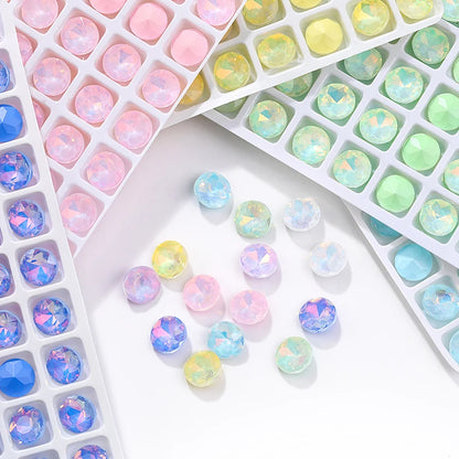 Acmore Crystal New Size Gemstone Flower Shape Glue on Opal Mocha DE Loose Point Back Glass Rhinestones Crystal Jewelry DIY Decoration