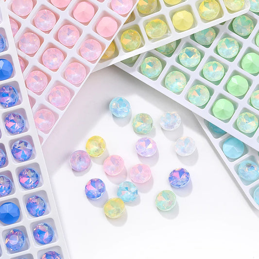 Acmore Crystal New Size Gemstone Flower Shape Glue on Opal Mocha DE Loose Point Back Glass Rhinestones Crystal Jewelry DIY Decoration