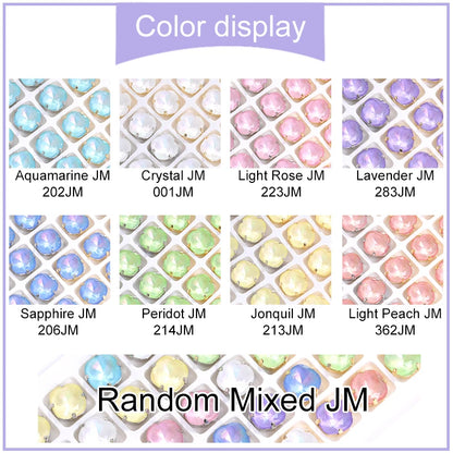 Acmore Crystal Cushion Aurora Mocha Color K9 Glass Crystal Stones Rhinestone With Hollow Copper Claw Setting Sew on Garment Apparel