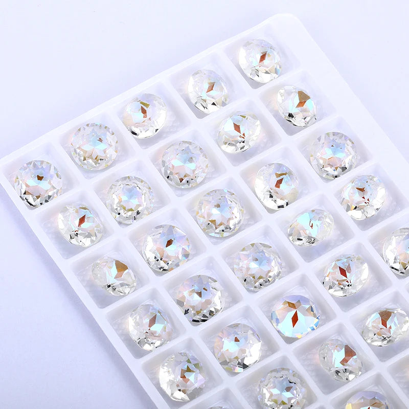 Acmore Crystal Fancy Loose Crystal Stones Glass Crafts Brand New Unfoiled Crystal Shimmer Glass Point Back Rhinestones for Bag Garment