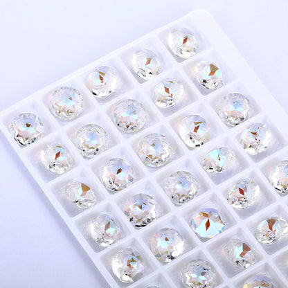 Acmore Crystal Fancy Loose Crystal Stones Glass Crafts Brand New Unfoiled Crystal Shimmer Glass Point Back Rhinestones for Bag Garment