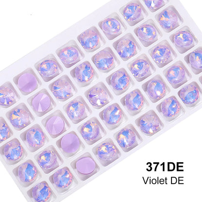 Acmore Crystal High Quality Colorful Point Back Rivoli Shape Glue on Rhinestones Glass Stones Crystal DIY Clothes Design