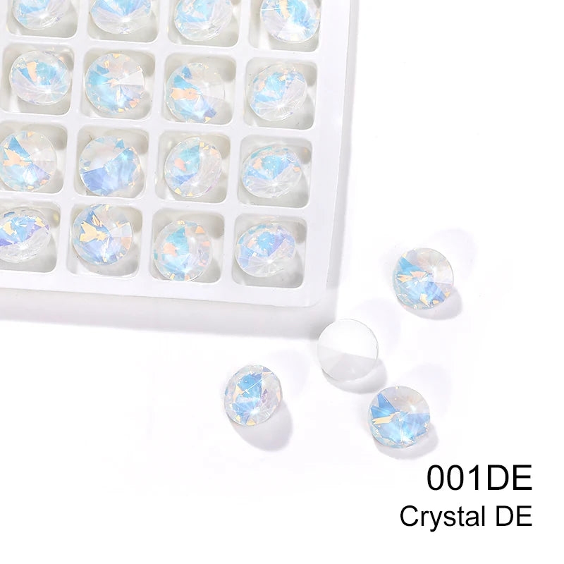Acmore Crystal High Quality Opal Mocha DE Point Back Rivoli Shape Colorful Rhinestones Glass Crystal DIY Clothes Design