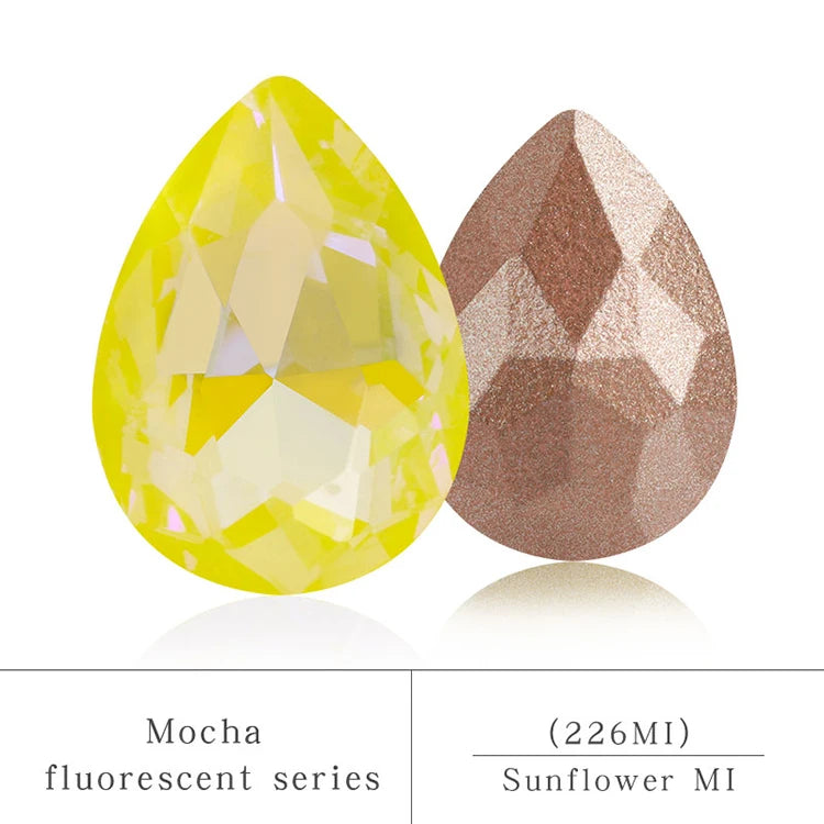 Colorful Drop Rhinestone Sewing Mocha Fluorescent Drop Crystal Stones for Clothes Jewelry Making Garment Decoration Rhinestones