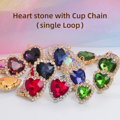 Heart Single Hanging Crystal Buckle Edge Hand - Sewn Diamond Hair Accessories Headdress Clothing Claw Rhinestone Accessories