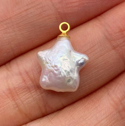Acmore Crystal Fine Natural Freshwater Pearl Pendant Irregular Shape Star Circular Heart Baroque Pearl Charm DIY Jewelry Accessories
