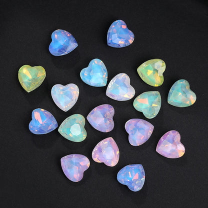 Acmore Crystal New Design Point Back Heart Shape Rhinestones Glass Crystal Stones Opal Mocha Fashion Nail Art Decoration