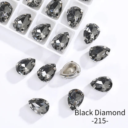 Acmore Crystal Crystals Rhinestone With Claw Strass Gems Sew on Rhinestone Drop Shape Crystal Fancy Stone With Claw for Garment