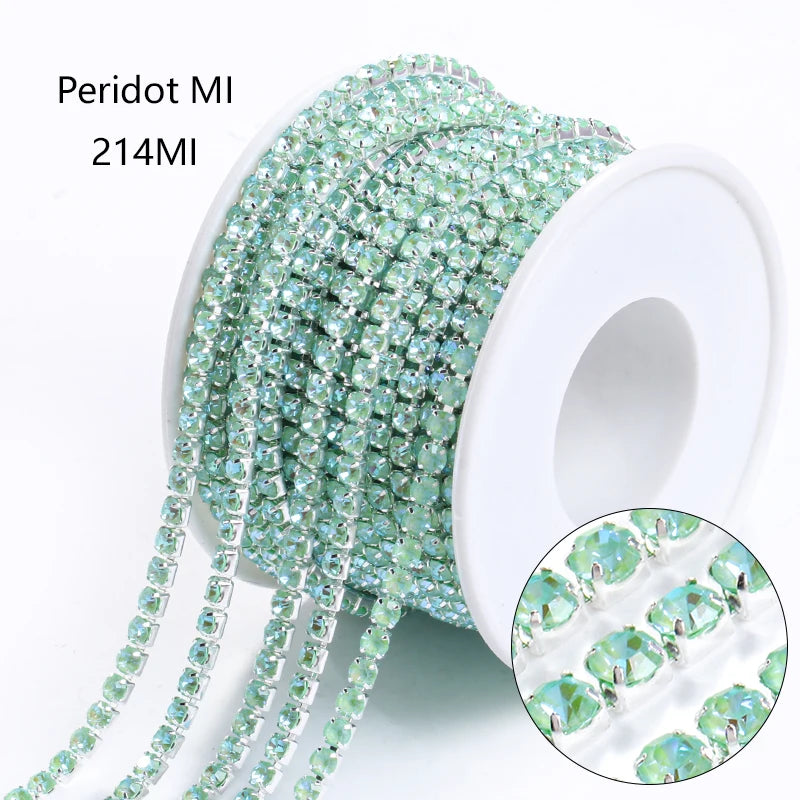 Acmore Crystal Hot Sale SS4-SS12 MI Series Color Shiny Round Stone Glass Silver Claw Rhinestones Chain Art Supplies DIY Accessories