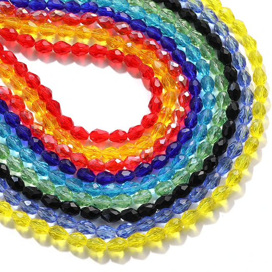 Acmore Crystal  6*8MM Water Drop Loose Stone Glass Crafts Waist Faceted  Crystal Beads Jewelry Finding Accessories for Necklace Earring