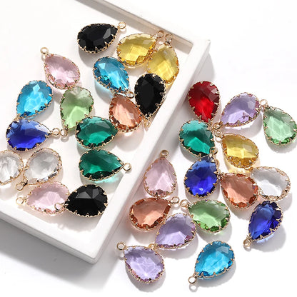Acmore Crystal 13*18MM  Water Drop Transparent Crystal Glass Pendant with Claw Inlaid Rhinestone Pendant Accessories for Earrings & Necklace