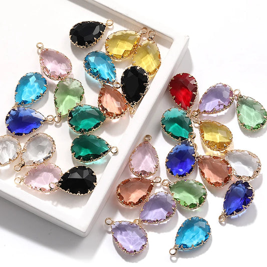 Acmore Crystal 13*18MM  Water Drop Transparent Crystal Glass Pendant with Claw Inlaid Rhinestone Pendant Accessories for Earrings & Necklace