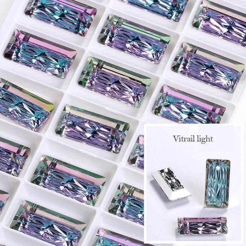 Acmore Crystal Relief Princess Baguete Shape Pendant Crystal Rhinestones Charms DIY Accessories for Necklace Earring Brooch Headwear