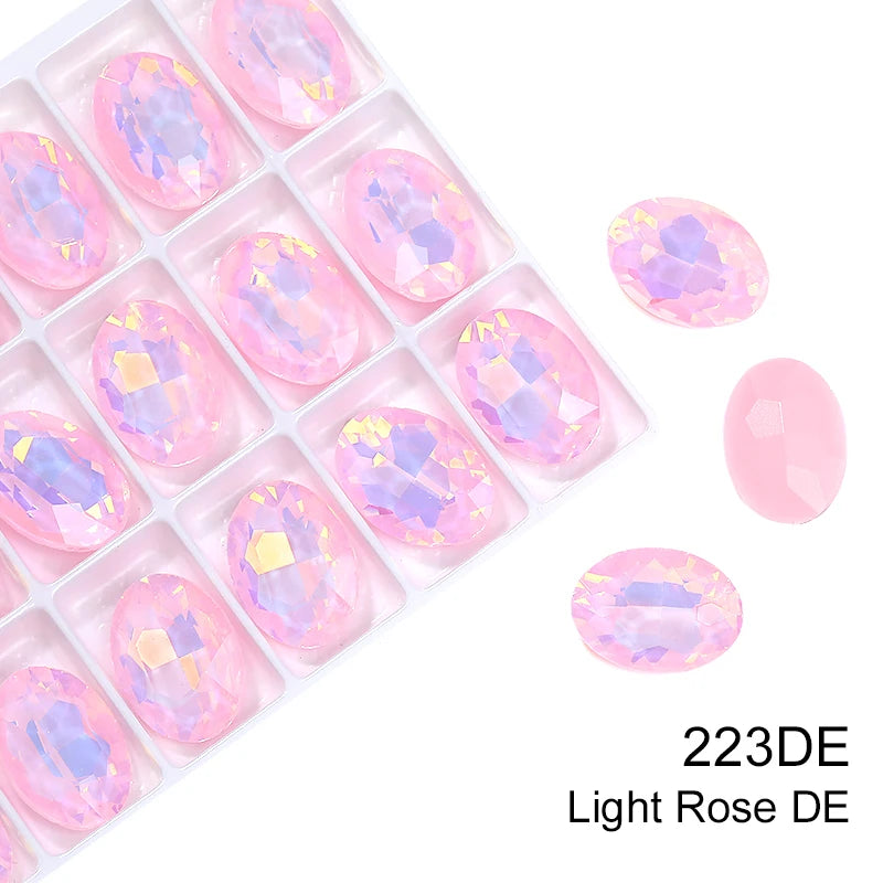 Acmore Crystal Hot Sale Opal Mocha Oval Shape New Design Loose Stones Color Point Back Loose Rhinestone Clothing Accessories DIY