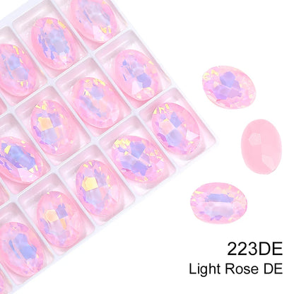 Acmore Crystal Hot Sale Opal Mocha Oval Shape New Design Loose Stones Color Point Back Loose Rhinestone Clothing Accessories DIY
