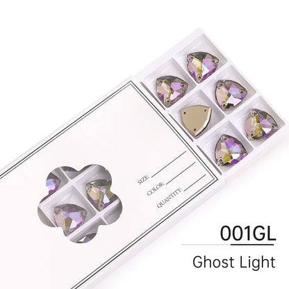 Acmore Crystal Fat Triangle Hot Selling DIY Shiny Crystal K9 Glass Sew on Rhinestone Fancy Stones Strass for Wedding Dress Decoration