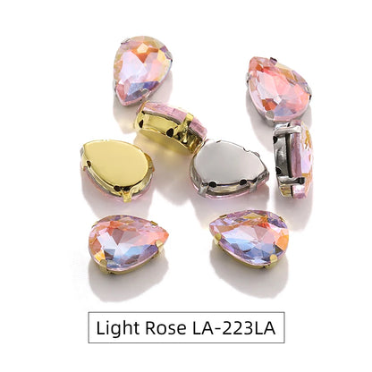 Acmore Crystal New Arrival LA Series Waterdrop Shape Stainless Steel Claw Setting Piont Back Crystals Sew on Beads for Jewelry
