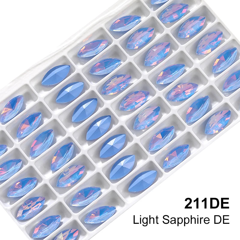 Xihcuan Wholesale Point Back Navette Shape Class Rhinestones Glue on Color Clothes Fashion Crystal DIY Nail Art