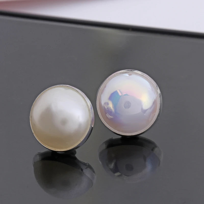 Acmore Crystal Newest Round Shape Stainless Steel Clawless Edging Flat Back Decoration Wholesale in Bulk Pearl DIY Sew Accessories