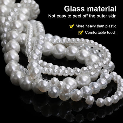 Acmore Crystal 3mm/4mm/6mm/8mm White Glass Imitation Pearl Beads with Hole ABS Loose Beads for Jewelry Making  Decoration Accessories