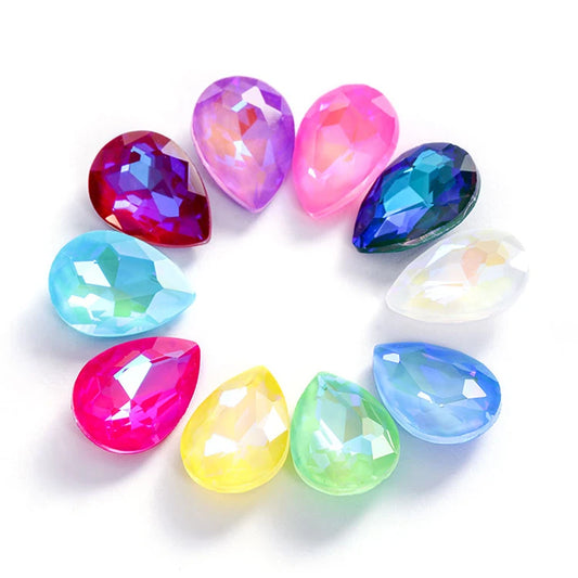 Colorful Drop Rhinestone Sewing Mocha Fluorescent Drop Crystal Stones for Clothes Jewelry Making Garment Decoration Rhinestones