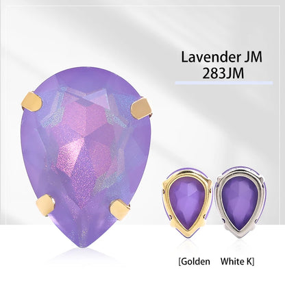 Acmore Crystal Aurora Mocha Pointback Drop Shaped Crystal Stone Rhinestone With Copper Hollow Claw Sew on Garment DIY Accessories