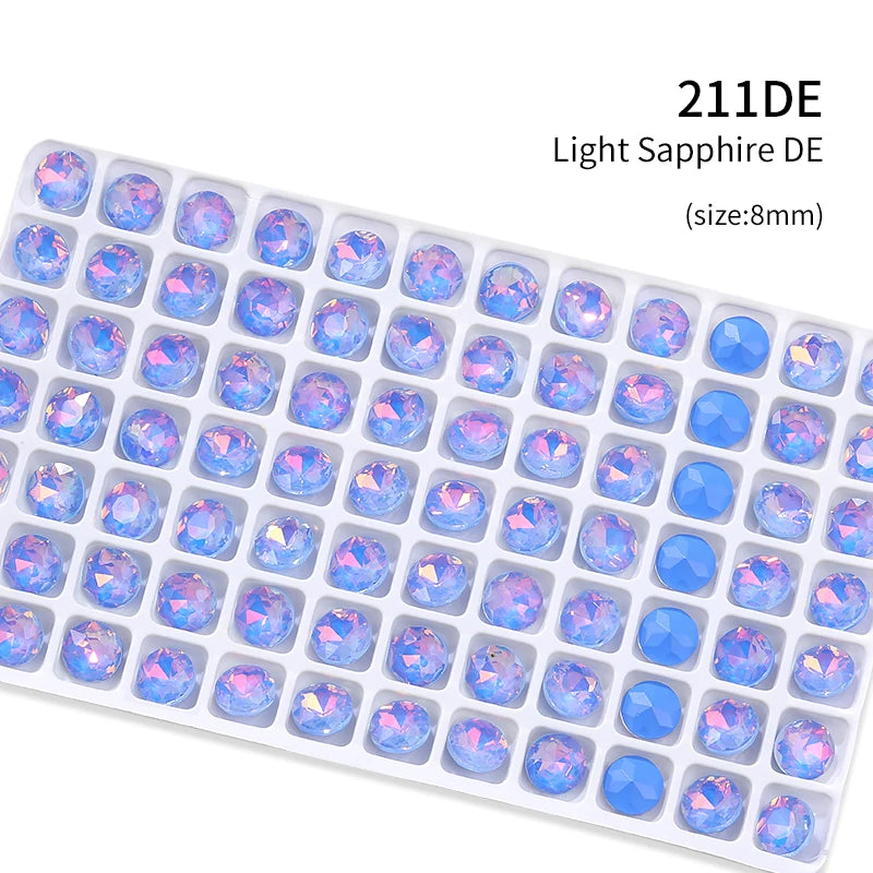 Acmore Crystal New Size Gemstone Flower Shape Glue on Opal Mocha DE Loose Point Back Glass Rhinestones Crystal Jewelry DIY Decoration