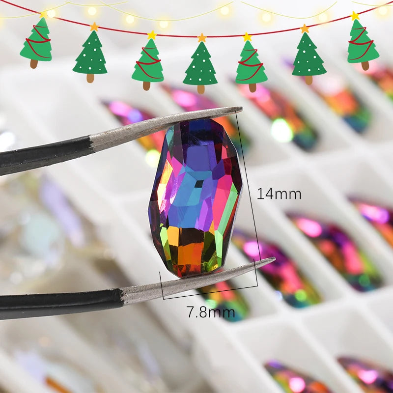Acmore Crystal New Design Meteor Shaped Christmas Series Point Back Rhinestone K9 Glass Nail Art Supplies DIY Decoration Accessories