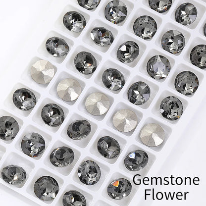 Acmore Crystal Hot Sale Black Diamond Series Crystal Stone Pointback Rhinestones Loose Glue on for Nails Clothes Decoration