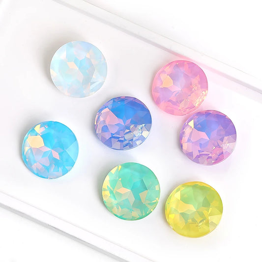Acmore Crystal High Quality K9 Point Back Gemstone Flower Shape Glass Loose Rhinestones Opal Mocha Crystal Jewelry Diy Decoration