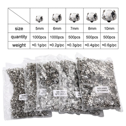 Acmore Crystal Transparent Thickened Round Cross Copper Claw Rhinestone Silver Sew on Crystal Stones  Dress Clothing-Diy Accessories