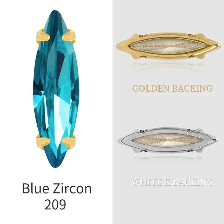 20 Colors Rhinestones Claw Settings Sew on Stones Crystal Rhinestones Gold Navette Claw Stones Navette Claw Stones