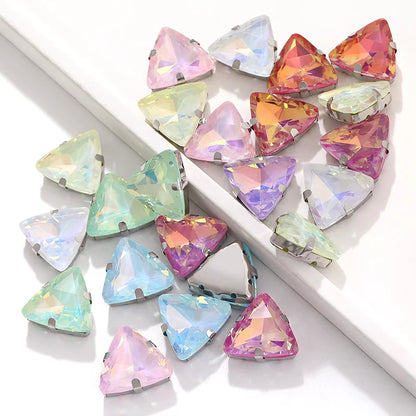Acmore Crystal New Arrival 18MM  Triangle  Opal Mocha DE Series Rhinestone Claw  Sew on Crystal  With Claw DIY Art Decorations