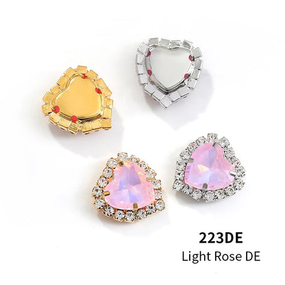 Acmore Crystal Wholesale Sew on Flatback Glass Heart Opal Mocha Loose Rhinestones Crystal Stones  DIY Art Decorations