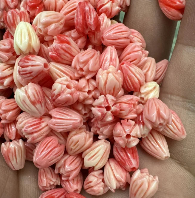 Acmore Crystal 9*6mm Hawaii Resin Jasmine Flower Beads for Jewelry Making Lavender Lilac Pikake Flower Acrylic Charms