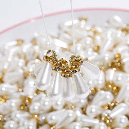 Acmore Crystal Drop Shaped 7*13/10*14/8*15mm Loose Pearl Pendant With Rhinestone Beads DIY for Necklace Earring Bracelet Accessories