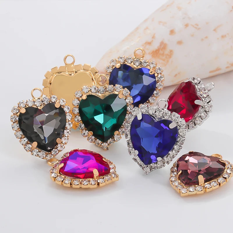 Heart Single Hanging Crystal Buckle Edge Hand - Sewn Diamond Hair Accessories Headdress Clothing Claw Rhinestone Accessories