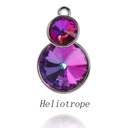 Acmore Crystal Double Rivoli Shaped Fancy Shiny 16 Colors Crystal Stones K9 Glass Alloy Back Pendant Necklace for DIY Earring Charms
