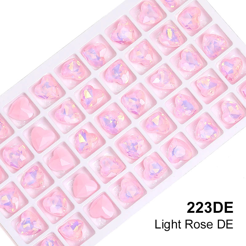 Acmore Crystal New Design Point Back Heart Shape Rhinestones Glass Crystal Stones Opal Mocha Fashion Nail Art Decoration